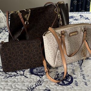 Signature Brown and Cream Handbag Set